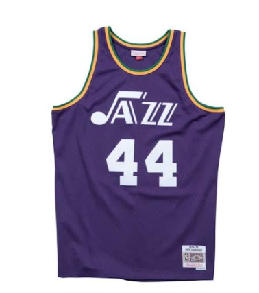Men's Utah Jazz #44 Pistol Pete Purple Swingman Throwback Stitched Jersey